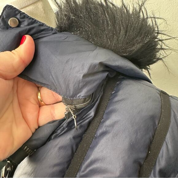 ZAC Zac Posen Carla Down Fur-Trim Puffer Coat in Midnight Blue US Size L - Picture 8 of 10